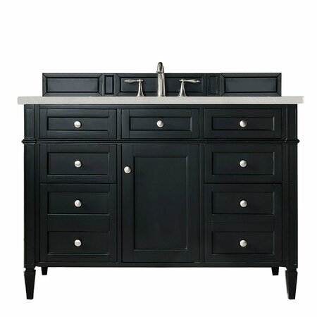 JAMES MARTIN VANITIES Brittany 48in Single Vanity, Black Onyx w/ 3 CM Eternal Serena Quartz Top 650-V48-BKO-3ESR